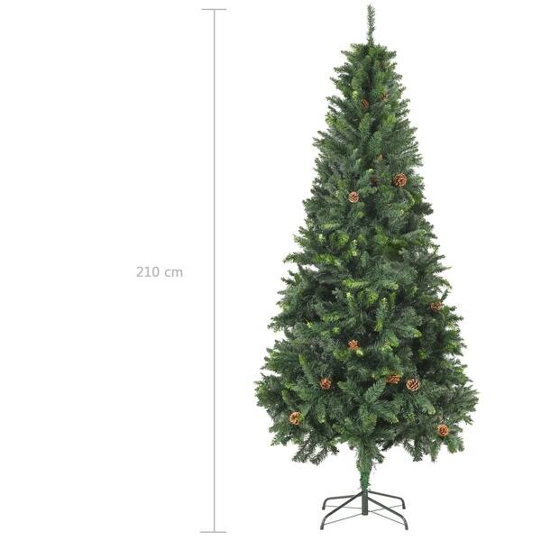 vidaXL Artificial Christmas Tree with LEDs&Pine Cones Green 82.7" Bed